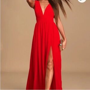 Lulu's Vibrant Red Backless Dress Size Large